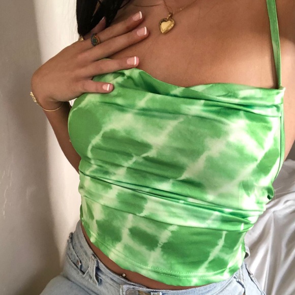 GREEN COWL NECK TOP - Picture 2 of 4